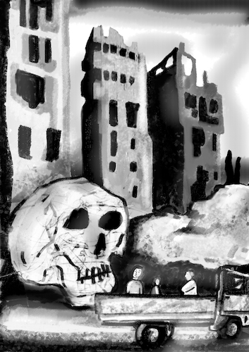 Cartoon: Krieg Ukraine (medium) by sabine voigt tagged krieg,ukraine,bomben,russland,terror,tot,verwundete,leid,flucht,migration,flüchtlinge