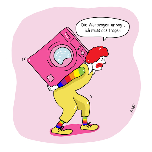 Cartoon: pinkwashing (medium) by sabine voigt tagged pinkwashing,queer,christopher,street,day,gay,mac,donalds,konzerne
