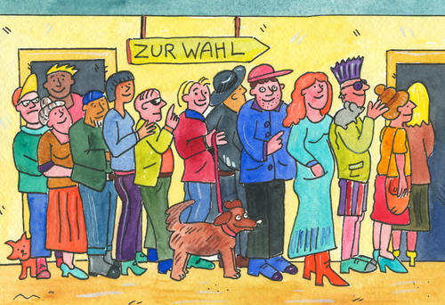 Cartoon: wahl Abstimmung (medium) by sabine voigt tagged wahl,abstimmung,politik,bürgermeister,partei,demokratie,stimmrecht