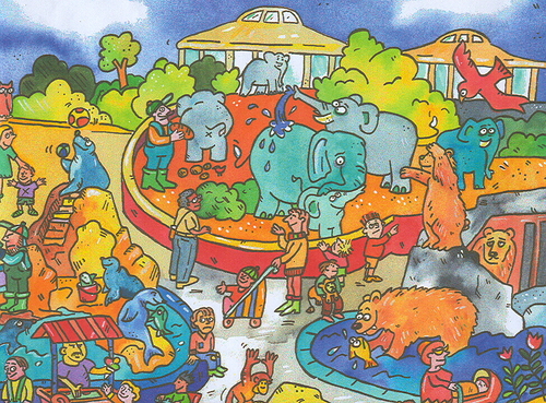 Cartoon: Zoo Tiere Freizeitpark Kinder (medium) by sabine voigt tagged kinder,freizeitpark,tiere,zoo