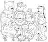 Cartoon: Ausmalbild Tiere (small) by sabine voigt tagged ausmalbild,tiere,malen,löwe,schaf,eule,hund,bar,mandala
