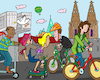 Cartoon: ebike scooter roller fahrrad (small) by sabine voigt tagged bike,elektro,fahrrad,köln,energie,umwelt,mobilität,verkehr,ökologie,umweltschutz