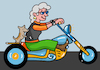 Cartoon: Seniorin auf Motorrad (small) by sabine voigt tagged ebike,escooter,verkehr,strasse,mobilität,motorrad,cartoon,pflege,oma,seniorin,medizin,pflegeheim,überalterung,alter,senioren