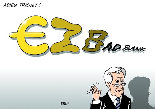 Cartoon: Adieu Trichet (medium) by Erl tagged trichet,jean,claude,präsident,ezb,europäische,zentralbank,euro,krise,schulden,badbank,trichet jean claude,präsident,ezb,europäische zentralbank,euro,krise,schulden,badbank,jean,claude,europäische,zentralbank,trichet
