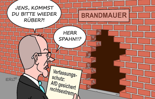 Cartoon: AfD (medium) by Erl tagged politik,verfassungsschutz,afd,gesichert,rechtsextrem,diskussion,cdu,brandmauer,merz,spahn,karikatur,erl,politik,verfassungsschutz,afd,gesichert,rechtsextrem,diskussion,cdu,brandmauer,merz,spahn,karikatur,erl
