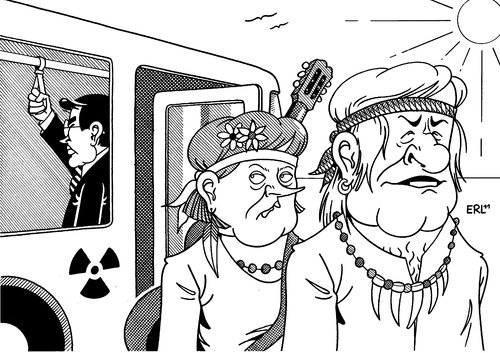 Cartoon: Aussteiger (medium) by Erl tagged atomenergie,atomkraft,ausstieg,koalition,schwarz,merkel,seehofer,rösler,fdp,cdu,gelb,union,regierung
