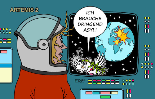 Cartoon: Blick auf die Erde (medium) by Erl tagged politik,raumfahrt,nasa,mond,mission,artemis,blick,erde,kriege,gewalt,friedenstaube,asyl,all,weltall,karikatur,erl,politik,raumfahrt,nasa,mond,mission,artemis,blick,erde,kriege,gewalt,friedenstaube,asyl,all,weltall,karikatur,erl