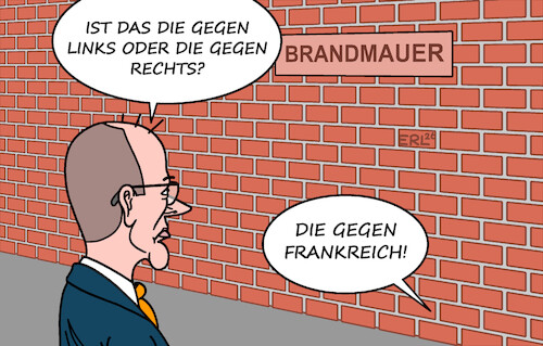 Cartoon: Brandmauer (medium) by Erl tagged politik,mitte,ränder,afd,linke,rechts,links,brandmauer,feuer,frankreich,proteste,gewalt,karikatur,erl,politik,mitte,ränder,afd,linke,rechts,links,brandmauer,feuer,frankreich,proteste,gewalt,karikatur,erl