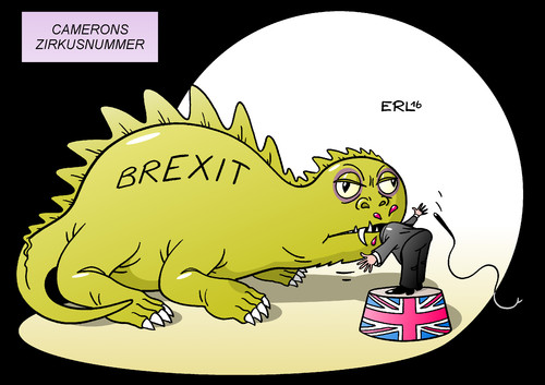 Cartoon: Camerons Zirkusnummer (medium) by Erl tagged brexit,großbritannien,eu,europa,referendum,austritt,premierminister,david,cameron,experiment,innenpolitik,kritiker,zirkus,zirkusnummer,kopf,maul,monster,dinosaurier,karikatur,erl,brexit,großbritannien,eu,europa,referendum,austritt,premierminister,david,cameron,experiment,innenpolitik,kritiker,zirkus,zirkusnummer,kopf,maul,monster,dinosaurier,karikatur,erl