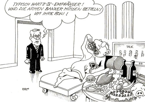 Cartoon: Dekadenz (medium) by Erl tagged guido westerwelle,hartz iv,arbeit,j ob,rom,fdp,banker,boni,betteln,guido,westerwelle,hartz,iv,ob