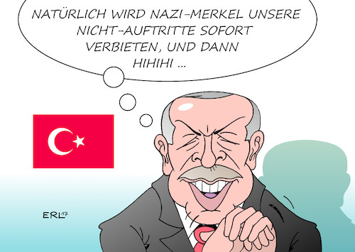 Cartoon: Erdogans Plan (medium) by Erl tagged türkei,präsident,erdogan,präsidialsystem,demokratie,grundrechte,pressefreiheit,meinungsfreiheit,referendum,wahlkampf,deutschland,konflikt,beschimpfung,nazimethoden,nazis,verzicht,auftritte,bundeskanzlerin,angela,merkel,karikatur,erl,türkei,präsident,erdogan,präsidialsystem,demokratie,grundrechte,pressefreiheit,meinungsfreiheit,referendum,wahlkampf,deutschland,konflikt,beschimpfung,nazimethoden,nazis,verzicht,auftritte,bundeskanzlerin,angela,merkel,karikatur,erl