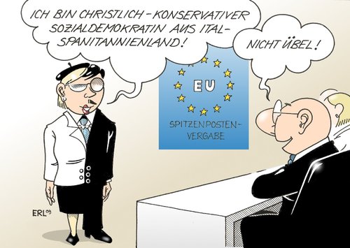 Cartoon: EU (medium) by Erl tagged eu,posten,spitzenposten,vergabe,kriterien,absurd,eu,posten,vergabe,kriterien,absurd,christen,konservativ,sozialdemokrat