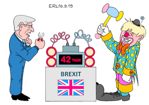 Cartoon: EU Brexit (medium) by Erl tagged politik,brexit,großbritannien,eu,boris,johnson,jean,claude,juncker,zeitbombe,entschärfung,clown,karikatur,erl,politik,brexit,großbritannien,eu,boris,johnson,jean,claude,juncker,zeitbombe,entschärfung,clown,karikatur,erl