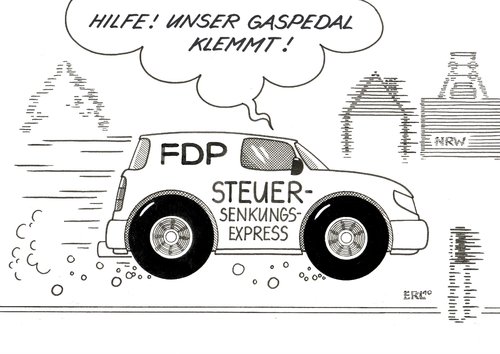 Cartoon: FDP (medium) by Erl tagged fdp,steuersenkung,hotel,wahl,nrw,auto,gaspedal