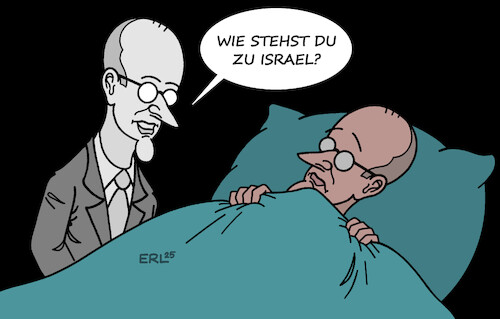 Cartoon: Gewissensfrage (medium) by Erl tagged politik,deutschland,israel,geschichte,holocaust,haltung,gaza,bundeskanzler,merz,gewissen,karikatur,erl,politik,deutschland,israel,geschichte,holocaust,haltung,gaza,bundeskanzler,merz,gewissen,karikatur,erl