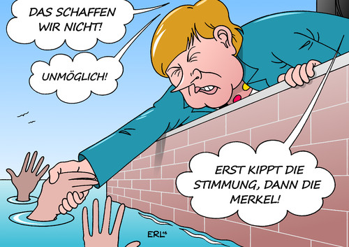 Cartoon: Merkel (medium) by Erl tagged flüchtlinge,deutschland,merkel,wir,schaffen,das,willkommen,hilfe,kritik,pessimismus,stimmung,kippen,einsamkeit,karikatur,erl,flüchtlinge,deutschland,merkel,wir,schaffen,das,willkommen,hilfe,kritik,pessimismus,stimmung,kippen,einsamkeit,karikatur,erl