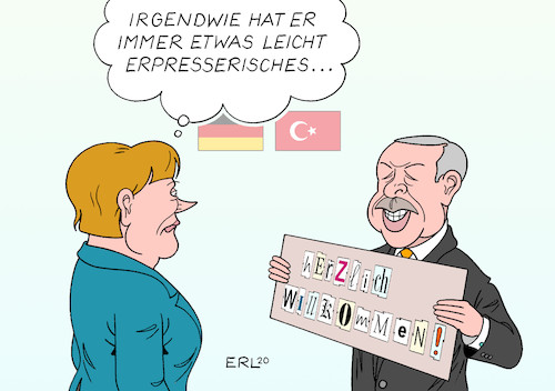 Cartoon: Merkel bei Erdogan (medium) by Erl tagged politik,bundeskanzlerin,angela,merkel,deutschland,besuch,türkei,präsident,erdogan,flüchtlingsdeal,flüchtlinge,hinderung,einreise,eu,erpressungspotential,erpressung,erpresserbrief,karikatur,erl,politik,bundeskanzlerin,angela,merkel,deutschland,besuch,türkei,präsident,erdogan,flüchtlingsdeal,flüchtlinge,hinderung,einreise,eu,erpressungspotential,erpressung,erpresserbrief,karikatur,erl
