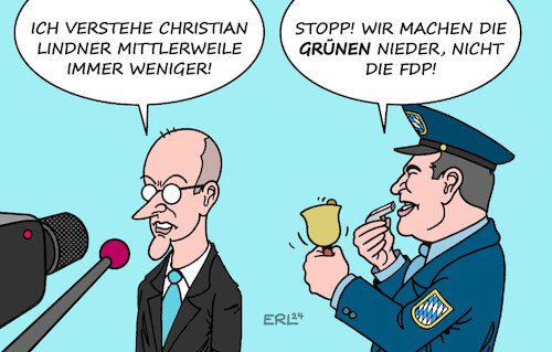 Cartoon: Merz FDP (medium) by Erl tagged politik,cdu,merz,kritik,lindner,fdp,söder,mobbing,grüne,karikatur,erl,politik,cdu,merz,kritik,lindner,fdp,söder,mobbing,grüne,karikatur,erl