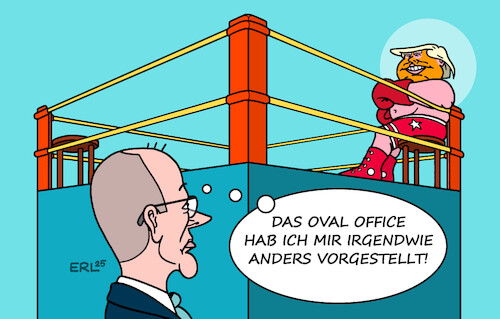 Cartoon: Merz im Weißen Haus (medium) by Erl tagged politik,merz,usa,weißes,haus,oval,office,trump,kampf,demütigung,selenskyj,boxring,boxen,karikatur,erl,politik,merz,usa,weißes,haus,oval,office,trump,kampf,demütigung,selenskyj,boxring,boxen,karikatur,erl