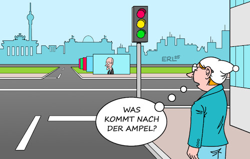 Cartoon: Nach der Ampel (medium) by Erl tagged politik,wahl,bundestagswahl,2025,ende,ampel,frage,regierung,koalition,merz,michel,politik,wahl,bundestagswahl,2025,ende,ampel,frage,regierung,koalition,merz,michel