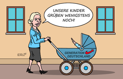 Cartoon: Nachwuchs im Hause Weidel (medium) by Erl tagged politik,partei,afd,jugend,generation,deutschland,rechtsextremismus,hitlergruß,kinder,kinderwagen,weidel,karikatur,erl,politik,partei,afd,jugend,generation,deutschland,rechtsextremismus,hitlergruß,kinder,kinderwagen,weidel,karikatur,erl