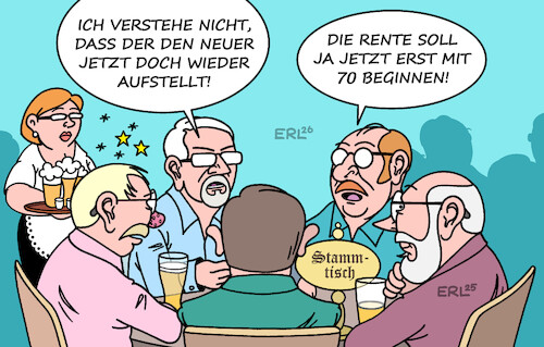 Cartoon: Neuer Spielraum (medium) by Erl tagged politik,sport,fußball,nationalmannschaft,rückkehr,manuel,neuer,tor,alter,arbeit,rente,dikussion,70,stammtisch,karikatur,erl,politik,sport,fußball,nationalmannschaft,rückkehr,manuel,neuer,tor,alter,arbeit,rente,dikussion,70,stammtisch,karikatur,erl