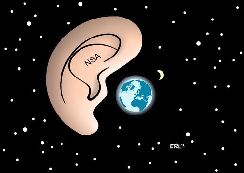 Cartoon: NSA (medium) by Erl tagged nsa,geheimdienst,usa,überwachung,weltweit,erde,mond,weltall,ohr,nsa,geheimdienst,usa,überwachung,weltweit,erde,mond,weltall,ohr