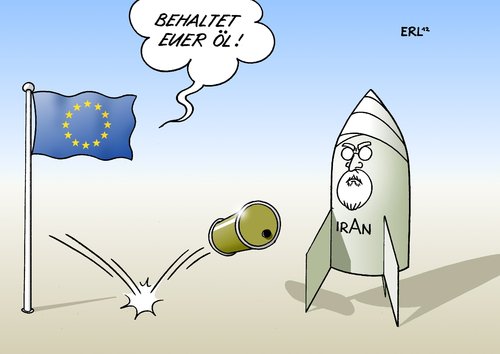 Cartoon: Ölembargo (medium) by Erl tagged eu,europa,iran,atomprogramm,atombombe,sanktionen,öl,ölembargo,boykott,eu,europa,iran,atomprogramm,sanktionen,atombombe,öl,ölembargo,boykott