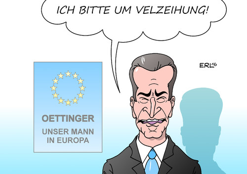 Cartoon: Oettinger (medium) by Erl tagged günther,oettinger,eu,kommissar,rede,beleidigung,china,chinesen,schlitzaugen,homoehe,frauenquote,entschuldigung,druck,schulz,juncker,karikatur,erl,günther,oettinger,eu,kommissar,rede,beleidigung,china,chinesen,schlitzaugen,homoehe,frauenquote,entschuldigung,druck,schulz,juncker,karikatur,erl