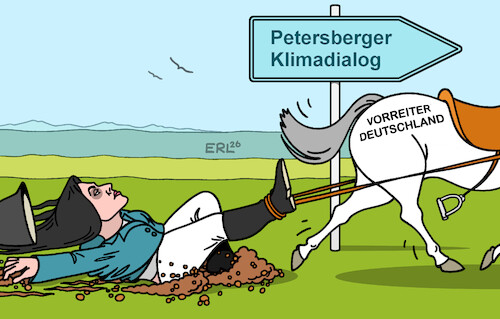 Cartoon: Petersberger Klimadialog (medium) by Erl tagged politik,klima,klimawandel,erderwärmung,petersberger,klimadialog,deutschland,klimaschutz,rückschritt,wirtschaftsministerin,reiche,gas,lobbyistin,bremserin,energiewende,erneuerbare,energien,karikatur,erl,politik,klima,klimawandel,erderwärmung,petersberger,klimadialog,deutschland,klimaschutz,rückschritt,wirtschaftsministerin,reiche,gas,lobbyistin,bremserin,energiewende,erneuerbare,energien,karikatur,erl