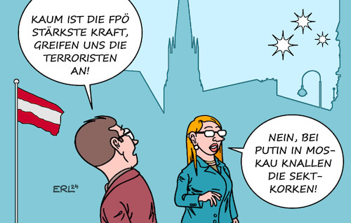 Cartoon: Reaktionen auf FPÖ (medium) by Erl tagged politik,wahl,österreich,sieg,fpö,rechtspopulismus,rechtsextremismus,eu,feindlich,freude,moskau,putin,karikatur,erl,politik,wahl,österreich,sieg,fpö,rechtspopulismus,rechtsextremismus,eu,feindlich,freude,moskau,putin,karikatur,erl