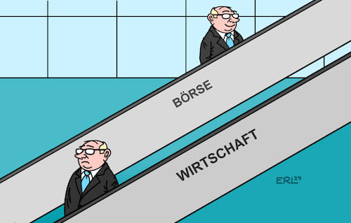 Cartoon: Rolltreppen (medium) by Erl tagged politik,deutschland,wirtschaft,flaute,börse,höhenflug,dax,rolltreppe,karikatur,erl,politik,deutschland,wirtschaft,flaute,börse,höhenflug,dax,rolltreppe,karikatur,erl