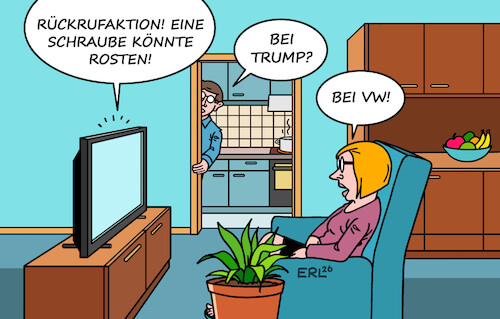 Cartoon: Schraube (medium) by Erl tagged politik,auto,autobauer,volkswagen,vw,rückruf,lenkung,rost,schraube,locker,trump,usa,chaos,wirr,karikatur,erl,politik,auto,autobauer,volkswagen,vw,rückruf,lenkung,rost,schraube,locker,trump,usa,chaos,wirr,karikatur,erl