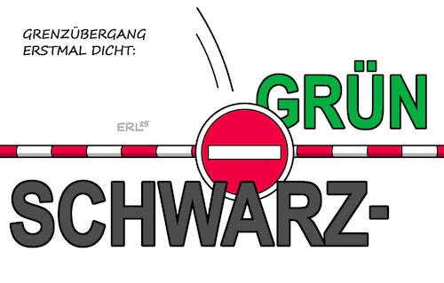 Cartoon: Schwarz-Grün (medium) by Erl tagged politik,cdu,merz,verschärfung,migration,grenzen,dicht,kritik,grüne,koalition,bund,schwarz,grün,karikatur,erl,politik,cdu,merz,verschärfung,migration,grenzen,dicht,kritik,grüne,koalition,bund,schwarz,grün,karikatur,erl