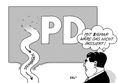Cartoon: SPD-Einbruch (medium) by Erl tagged spd,kanzlerklandidat,peer,steinbrück,umfragewerte,umfragetief,vorsitz,sigmar,gabriel,zweifel