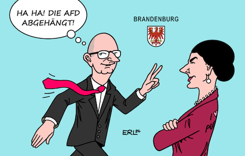 Cartoon: SPD und BSW (medium) by Erl tagged politik,wahl,brandenburg,sieger,dietmar,woidke,spd,koalition,bsw,sahra,wagenknecht,alternative,afd,karikatur,erl,politik,wahl,brandenburg,sieger,dietmar,woidke,spd,koalition,bsw,sahra,wagenknecht,alternative,afd,karikatur,erl