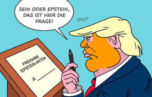 Cartoon: Unterschrift (medium) by Erl tagged politik,usa,epstein,missbrauch,minderjährige,freund,donald,trump,freigabe,akten,unterschrift,existenz,hamlet,karikatur,erl,politik,usa,epstein,missbrauch,minderjährige,freund,donald,trump,freigabe,akten,unterschrift,existenz,hamlet,karikatur,erl