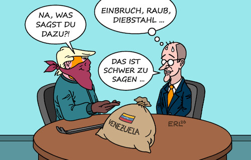 Cartoon: Verdammte Abhängigkeit (medium) by Erl tagged politik,usa,trump,überfall,venezuela,entführung,maduro,raub,diebstahl,öl,verurteilung,merz,abhängigkeit,karikatur,erl,politik,usa,trump,überfall,venezuela,entführung,maduro,raub,diebstahl,öl,verurteilung,merz,abhängigkeit,karikatur,erl