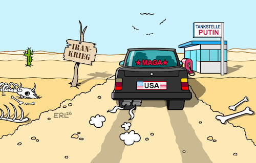 Cartoon: Verfahren (medium) by Erl tagged politik,usa,trump,angriff,krieg,iran,anstieg,ölpreis,spritpreis,import,öl,russland,putin,auto,tankstelle,wüste,karikatur,erl,politik,usa,trump,angriff,krieg,iran,anstieg,ölpreis,spritpreis,import,öl,russland,putin,auto,tankstelle,wüste,karikatur,erl
