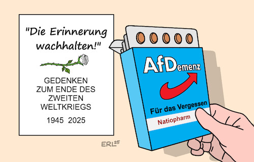 Cartoon: Zu Risiken und Nebenwirkungen (medium) by Erl tagged politik,gedenken,ende,zweiter,weltkrieg,erinnerung,vergessen,afd,rechtsextremistisch,verfassungsschutz,karikatur,erl,politik,gedenken,ende,zweiter,weltkrieg,erinnerung,vergessen,afd,rechtsextremistisch,verfassungsschutz,karikatur,erl