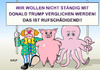 Cartoon: Anti-Trump-Protest (small) by Erl tagged usa,wahl,präsident,präsidentin,präsidentschaft,wahlkampf,schlammschlacht,kandidat,republikaner,donald,trump,rechtspopulismus,sexismus,niveau,unterirdisch,vergleich,clown,schwein,krake,protest,ruf,rufschädigung,karikatur,erl