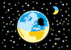 Cartoon: Der blau-gelbe Planet (small) by Erl tagged politik,russland,präsident,wladimir,putin,krieg,angriffskrieg,überfall,invasion,ukraine,solidarität,welt,erde,mond,sterne,weltall,schwarzes,loch,blauer,planet,blau,gelb,flagge,karikatur,erl