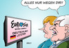 Cartoon: Deutschland ESC (small) by Erl tagged esc,eurovision,song,contest,deutschland,letzter,europa,eu,politik,bundeskanzlerin,angela,merkel,euro,rettung,griechenland,flüchtligspolitik,kritik,osteuropa,cdu,csu,horst,seehofer,karikatur,erl