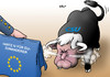Cartoon: EU Hartz IV (small) by Erl tagged eu,gerichtshof,eugh,gutachten,sozialleistungen,arbeitslose,zuwanderer,erleichterung,deutschland,widerstand,csu,horst,seehofer,ministerpräsident,bayern,angst,missbrauch,populismus,rechtspopulismus,wütend,stier,stierkampf,tuch,rot,blau,europa
