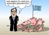 Cartoon: Griechenland Beschneidung (small) by Erl tagged griechenland,schulden,krise,euro,eu,troika,prüfung,sparkurs,deutschland,beschneidung,religion,urteil,gericht,gesetz