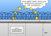Cartoon: Großbritannien (small) by Erl tagged eu,flüchtlinge,asyl,großbritannien,eurotunnel,abschottung,berliner,mauer,antifaschistischer,schutzwall,stacheldraht,david,cameron,premierminister,europa,werte,karikatur,erl