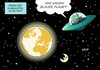 Cartoon: Klimagipfel Marrakesch (small) by Erl tagged klimagipfel,marrakesch,klimawandel,erderwärmung,co2,ausstoß,begrenzung,zwei,grad,ziel,hitze,erde,feuerball,blauer,planet,außerirdische,ufo,weltall,all,mond,sterne,karikatur,erl
