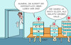 Cartoon: Krankenhausreform (small) by Erl tagged politik,krankenhausreform,karl,lauterbach,angst,krankenhaus,überleben,klinik,wartezimmer,gesundheit,karikatur,erl