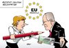 Cartoon: Merkel Steinbrück (small) by Erl tagged eu,haushalt,bundestag,rededuell,bundeskanzlerin,merkel,cdu,spd,kanzlerkandidat,steinbrück,sparen,sparkurs,rotstift,investieren,geldspritze,kaputtsparen