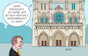 Cartoon: Notre Dame (small) by Erl tagged politik,frankreich,regierung,krise,präsident,macron,notre,dame,kirche,brand,wiederereöffnung,burn,out,karikatur,erl